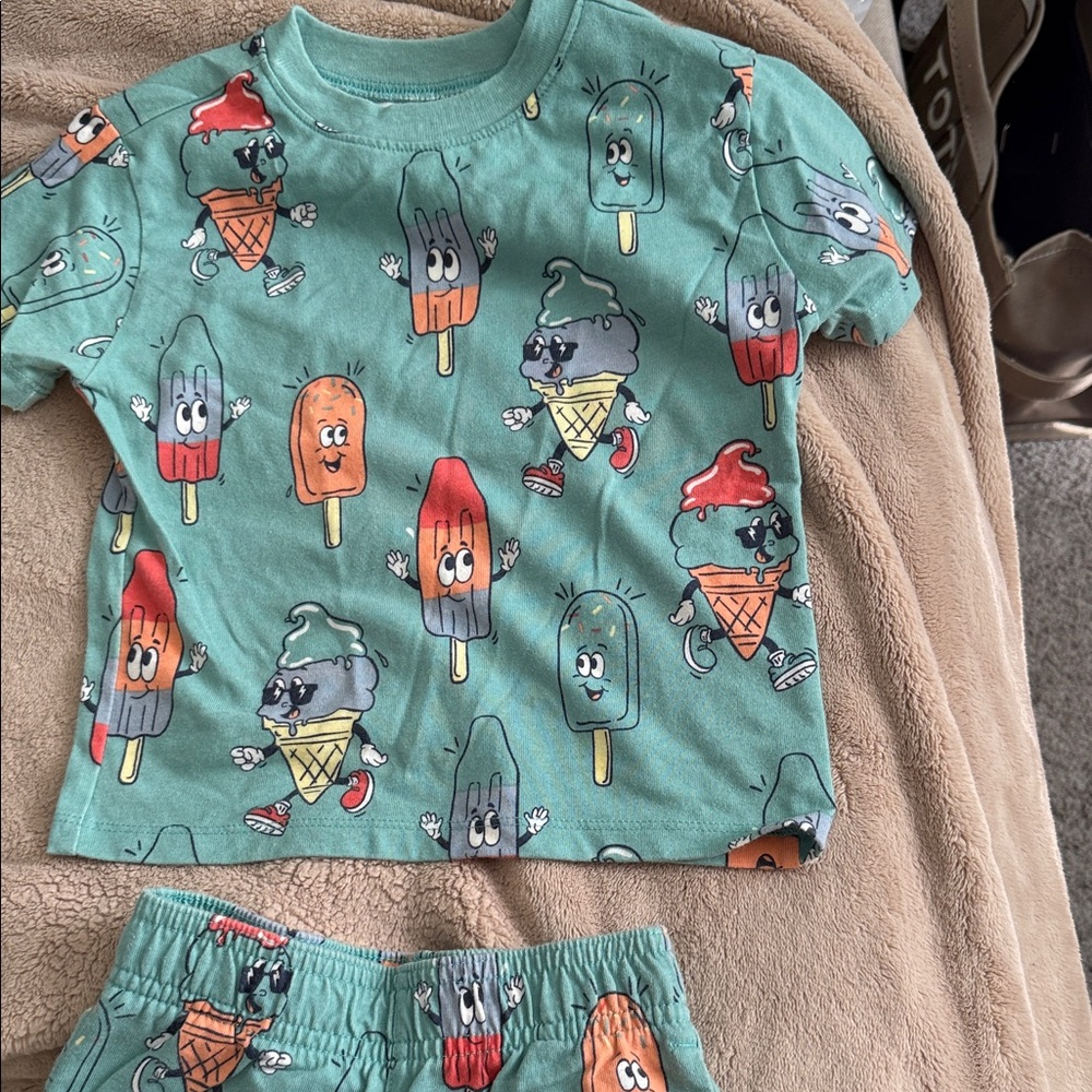 Ice Cream Print Kids Pajamas Set